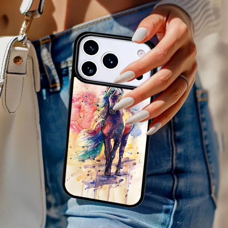 

Чехол для телефона с акварельными цветами и лошадью Для iPhone 17 Air 14 15 13 12 Max Чехол Для Apple 14 15 16 16e 11 Pro Max Plus iPhone 15plus