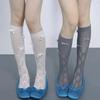 Hollow Out Bow Design Stacking Fishnet Socks Mid Calf Lace Stockings Bow Fishnet Mesh Socks for Women Kawaii Y2K Street Style
