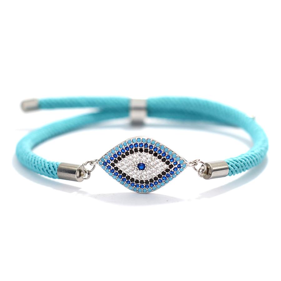 Blue Luxury Crystal Devil's Eye Milan Rope Adjustable Bracelet Men Women Hand Rope Couple Friendship Braslet Casual Jewelry