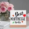 Thank You Teacher for Helping Us Grow with So Much Patience Printed Plaque Sign Gift Ceramics Posters Wood Stand Tabletop Decor