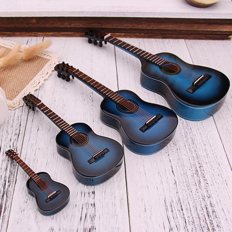 Miniature Guitar with Stand & Storage for Case Replica Ornament Bass Guitar Replica Mini Model Dollhouse Decoration Kid