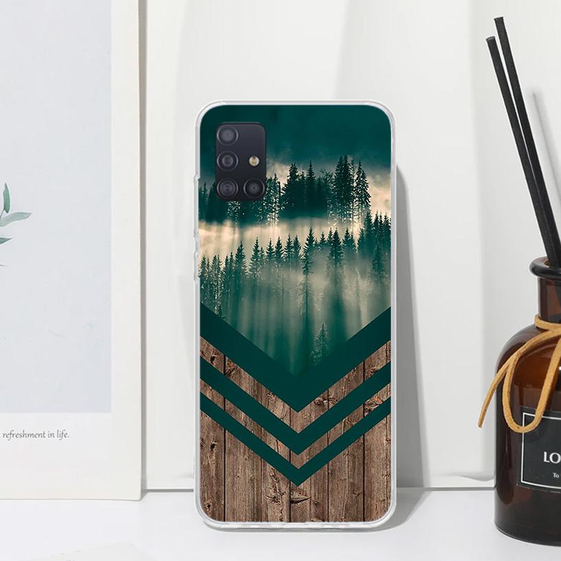 Forest Geometry Wood Nature Phone Case For Samsung Galaxy A52 A42 A32 A22 A12 A02S A72 A51 A50S A41 A31 A21S A71 A40 A30S A20S A