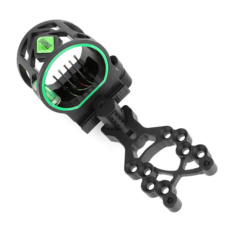 M1 5-Pin Bow Sight Black Aluminum Alloy Ambidextrous Flip-Up Archery Sight with Light for Compound Recurve Bow Hunting Shooting