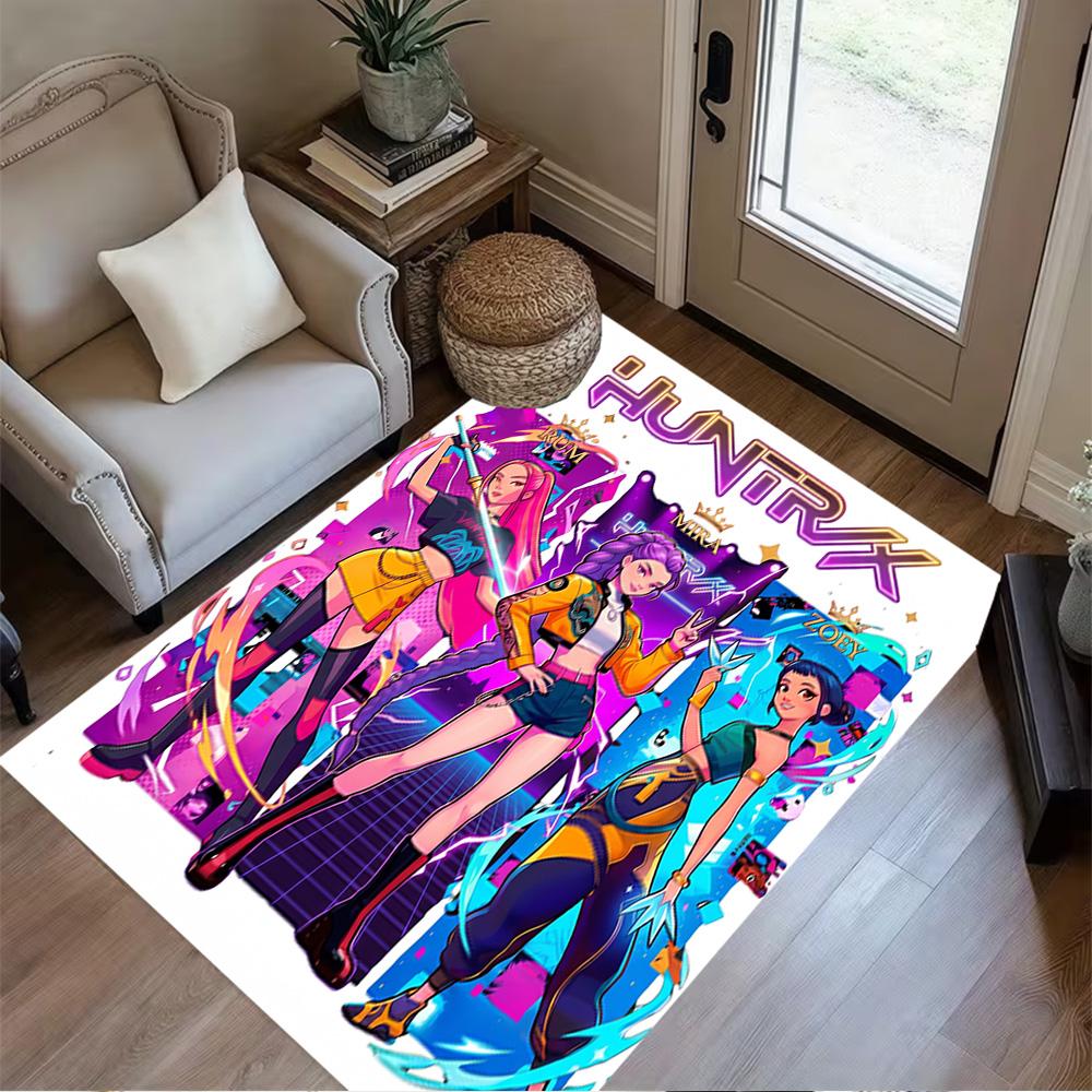 Huntrx Cyberpunk Fashion Area Rug Design for Entryway Kitchen Living Rooms Hallway Anti-slip Rug Anime Office Decor Best for Christmas