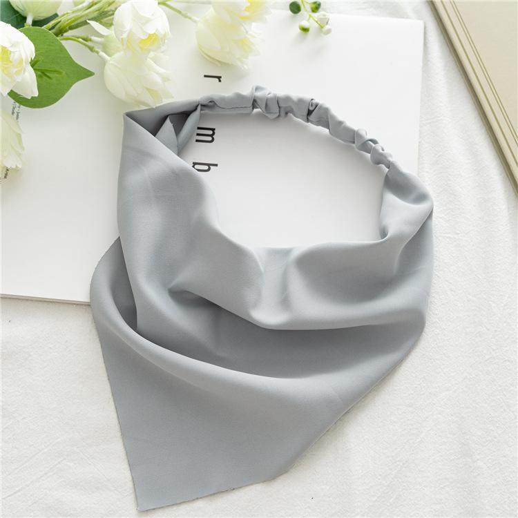 Summer Women Solid Color Head Scarf Vintage Triangle Bandanas Chiffon Elastic Hairbands Children Girl Headbands Hair Accessories