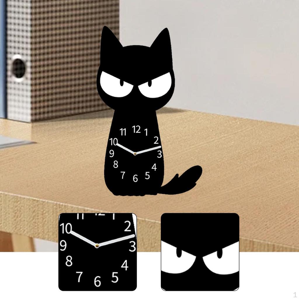 Cat Clock Decorative Animal Silent Modern Cartoon Compact Acrylic Home Decoration Ornament for