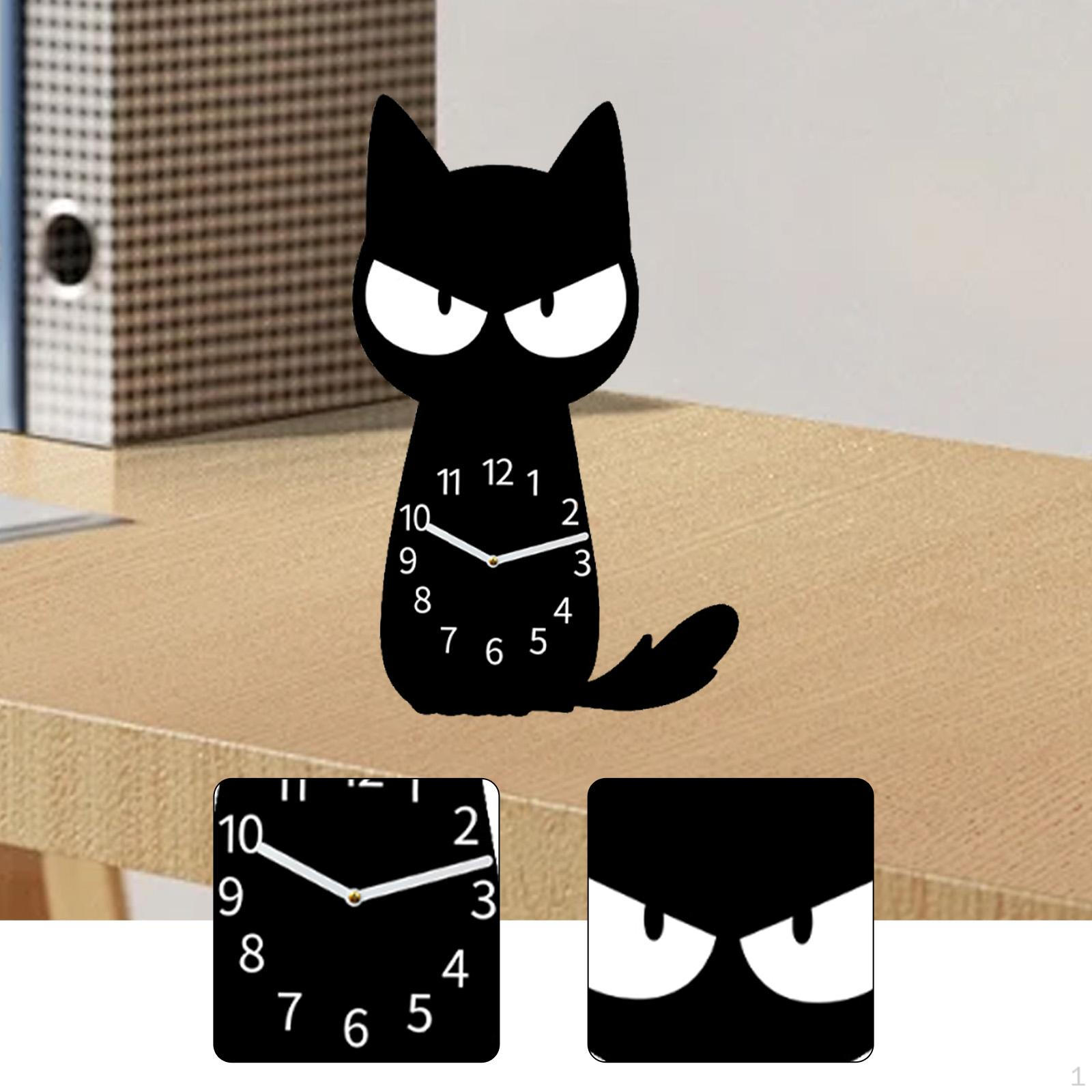 

Кот Часы Декоративные Животное Бесшумные Современные Мультяшные Компактные Акриловые Домашний Декор Украшение для Desk Clock