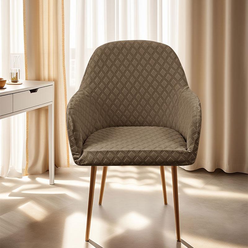 Elastic Jacquard Armchair Cover High-Back Curved Hotel Dining Chair Cover High Armrest Slipcover Furniture Protector