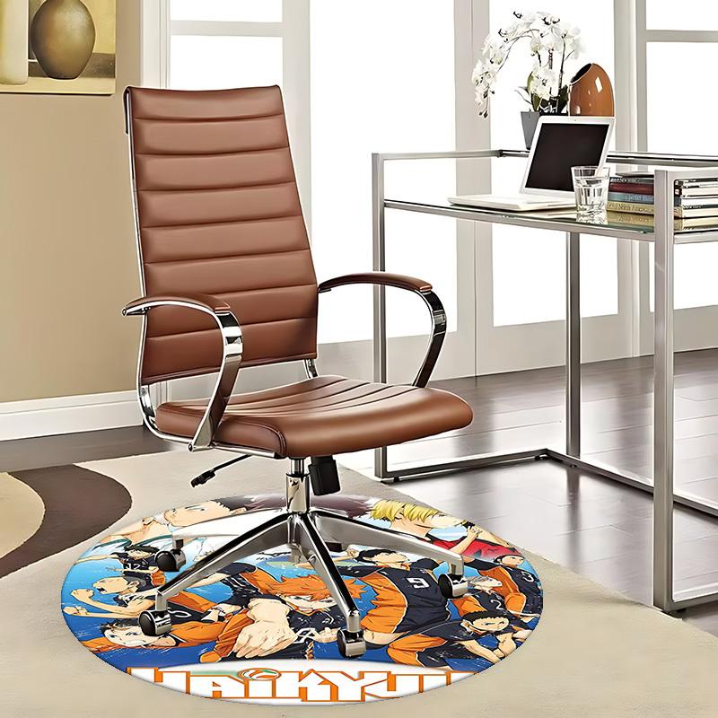 1pc Haikyuu Anime Design Round Carpet - Office Chair Mat, Non-Slip Rug for Home Decor, Living Room, Bedroom, Game Room