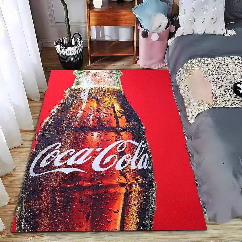 "Red Carpet with Coca-Cola Bottle Print for Home Decoration" Suitable for Use As an Anti-slip for Living Room Bedroom Sofas