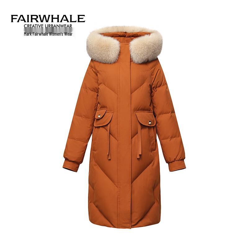 

Женский пуховик средней длины Mark Fairwhale на зиму 2025 года с воротником из лисьего меха M
