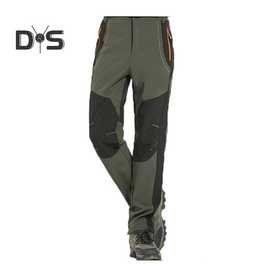 Klatrebukser for menn Elastisk midjeknapp Glidelås Flue Sporty bukser med lommer Patchwork Farge Tykt plysjfôr Utendørsaktiviteter Turbukser