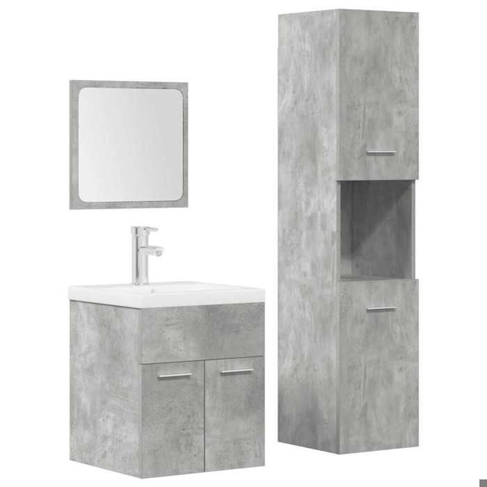 VidaXL Ensemble de meubles de salle de bain 4 pcs gris béton 3324898
