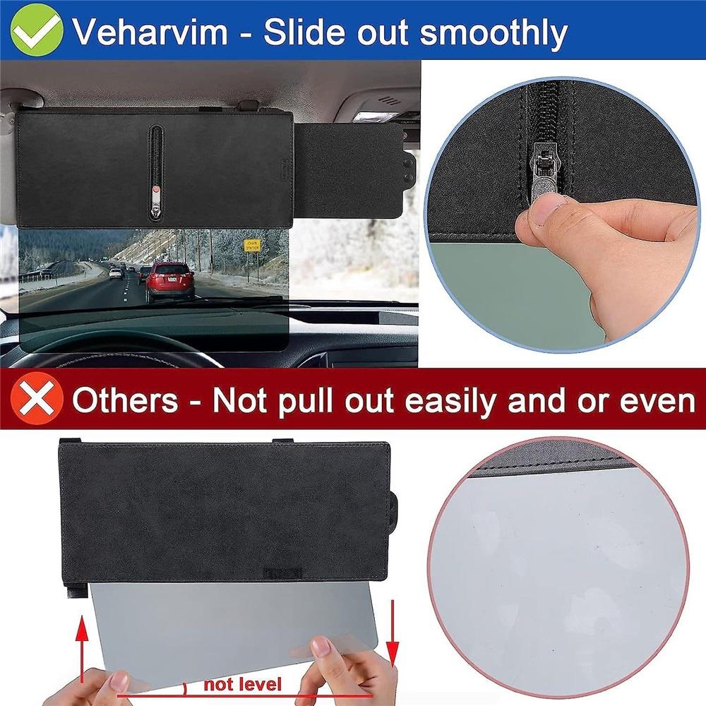 Sun Visor For Car With Zipper Slider, Upgraded Uv400 Car Sun Visor Extension With Pc Lens And Side Sunshade,anti-glare Car Visor 31x13cm