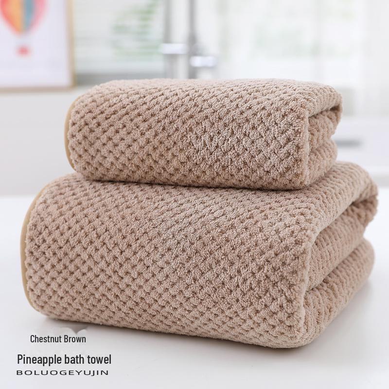 Dammode Ananas Korallfleece Badhandduk - Absorberande, Snabbtorkande, Ren Bomull för Sommarhem eller Strandbruk