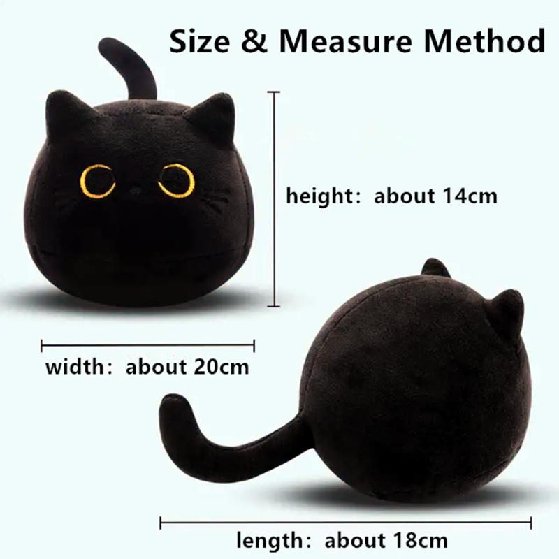 Kawaii Black Cat 20cm Plush Doll High Quality Plump Animal Kitten Stuffed Soft Gifts for Boys Girls Friends Decorate Childrens
