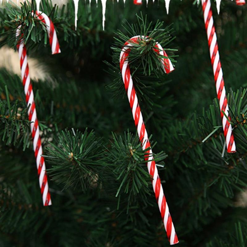 6pcs Christmas Ornament Plastic Candy Canes Christmas Tree Hanging Ornaments