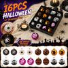 Set of 16 Skull Painted Plastic Balls Halloween Decorations Home Party Hanging Ornaments Tree Hanging Accessories