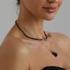 Fashion Vintage Sexy Ceramic Heart Pendant Necklace for Women Female Boho Geometric Baroque Double-layer Crystal Chain Jewelry