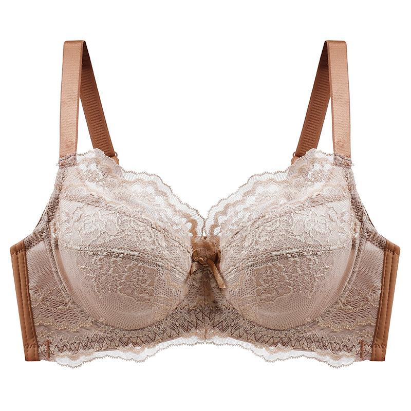 Underwear Women's Soft Steel Rim Ultra-thin Large Breasts Show Small Gathering Adjustment Type Double Breasts Anti-sagging Bra Large Size Bra