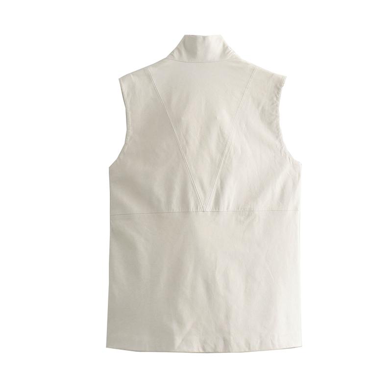 Elegant Stand Collar Soft Blouse Women Loose Draped Sleeveless Solid Shirts Summer Stylish Casual Lady Tops