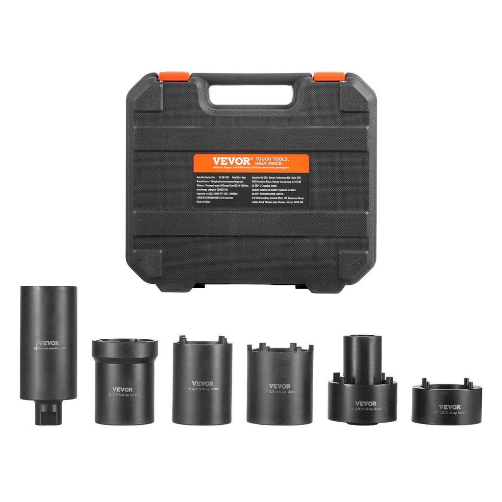 Spindle Nut Socket Tool Kit 1/2 inch Drive 6 Piece Axle Hub Nut Socket Set