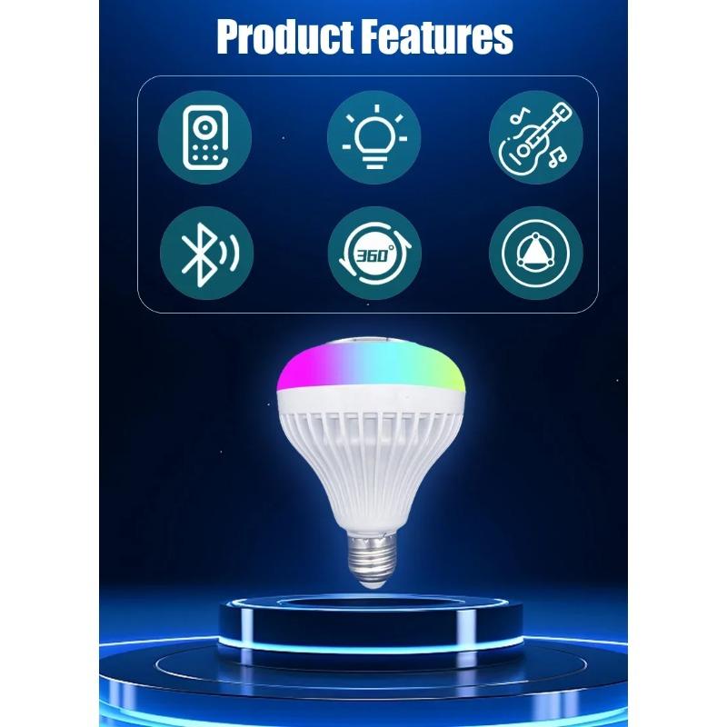 LED Music Light Bulb with Built-in Bluetooth Speaker, Wireless Smart Light Bulb with Remote Control, RGB Color Changing Speaker