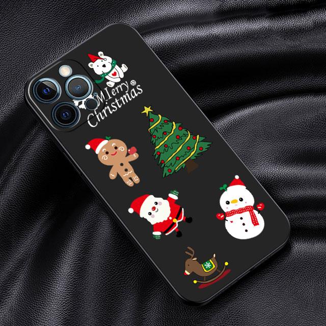 Case For Apple iPhone 14 13 11 12 Pro 7 XR X XS Max 8 Plus 6 6S SE 2022 13Pro Black Soft Phone Funda Christmas Doll Deer