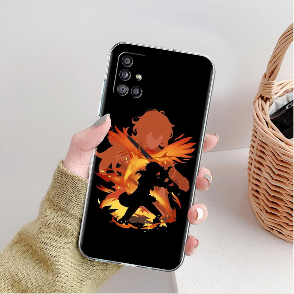 Transparente Hülle für Samsung Galaxy A52 A12 A51 A32 A21s A71 A32 A22 50 A70 A31 A72 5G Handyhülle Anime Genshin Impact