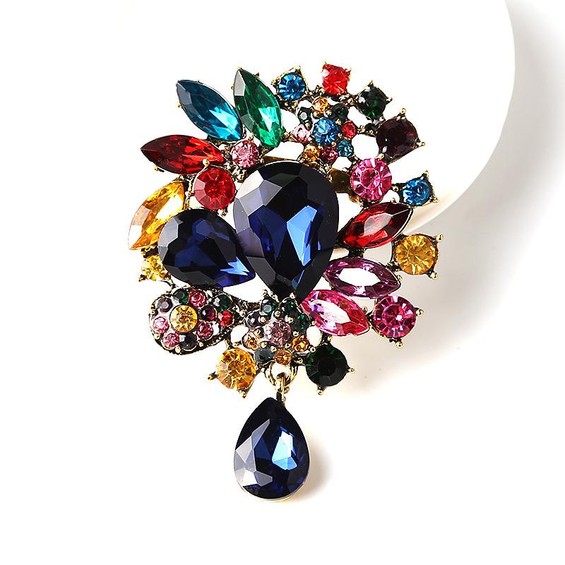SKEDS Rhinestone Luxury Flower Brooch Pin For Women Elegant Crystal Pendant Wedding Party Jewelry Creative Brooches Pins Gift