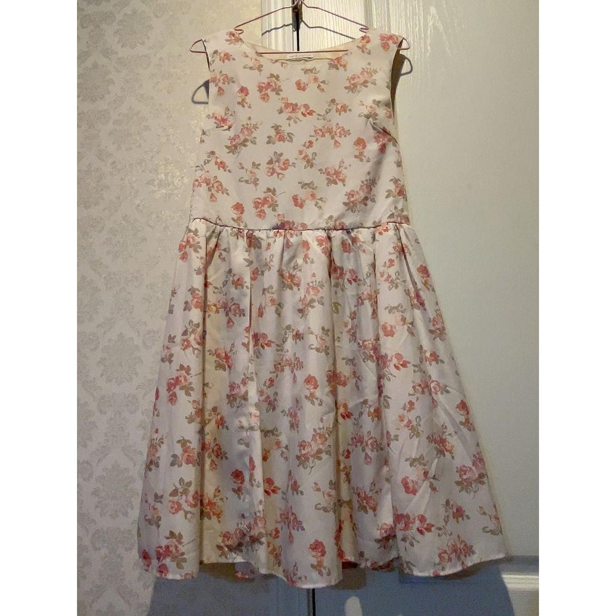 earth music&ecology floral print sleeveless dress knee length pink