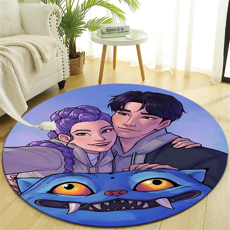 1pc KPop Demon Hunters20 Design Printed Area Round Carpet for Bedroom Living Room Home Decor Rugs Mat Non Slip Mat Rug for Bedside