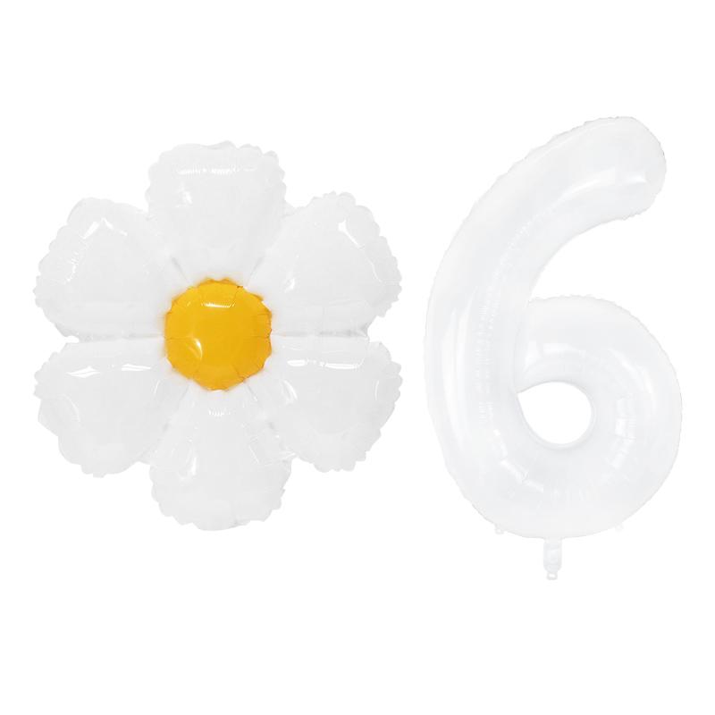 White Daisy Flower Foil Balloons with 32inch 0-9 Number Balloon Kids Birthday Party Decorations Baby Shower Air Globos INS Hot
