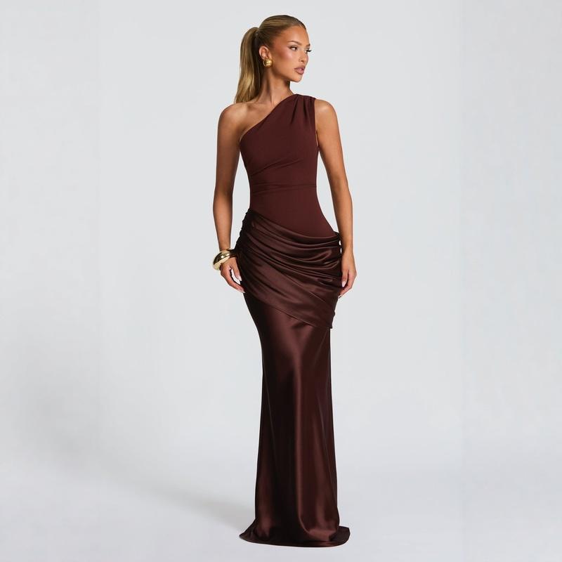 European Style Women Clothing Casual Long Sleeve Slim Fit Spaghetti Strap Maxi Dress Solid Color S