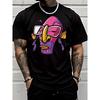 Men'S Casual Crew Neck Short Sleeve T-Shirt Cartoon Stylized Face Graphic Street Style Adult Male Fashion