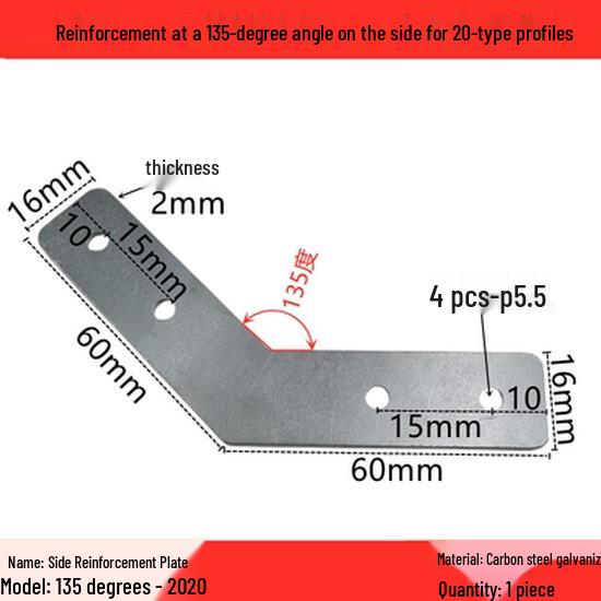 Aluminum Alloy 135°/45° Angle Connector Bracket for Profiles
