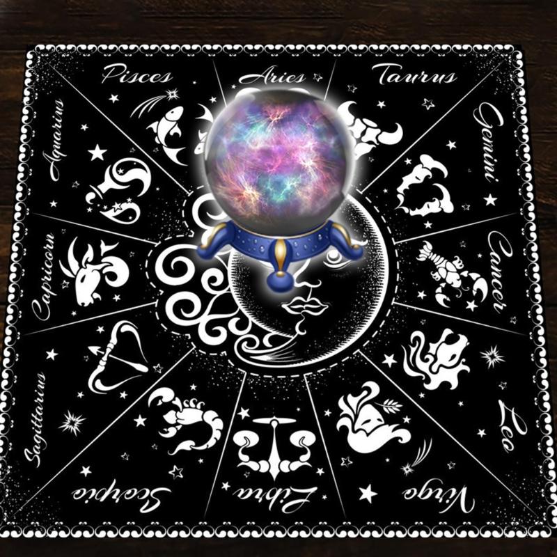 Quadratisches Flanell Tarot Altartuch Brettspielunterlage Astrologische Orakelunterlage Tischdecke Kartenmatte Wahrsagertischtuch