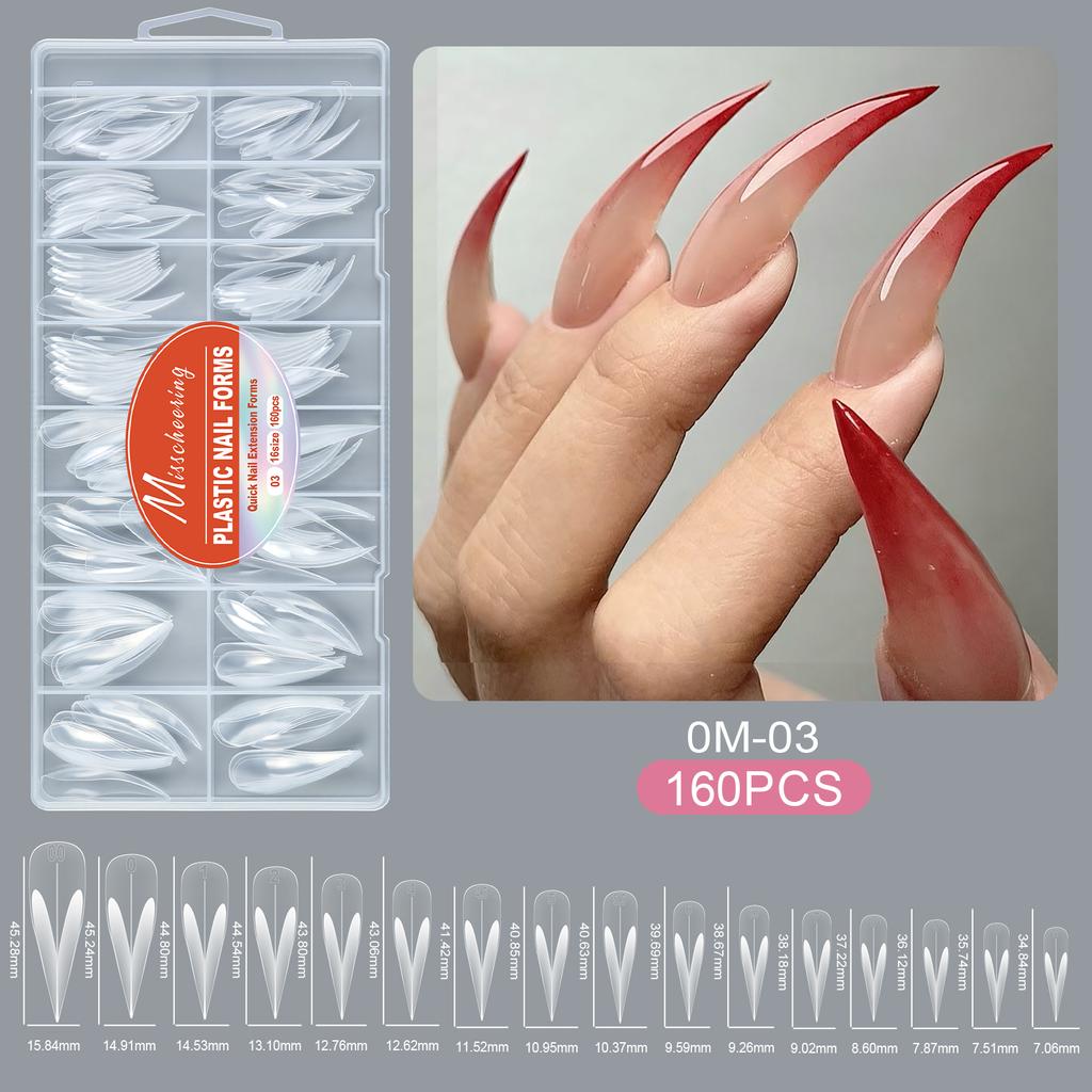 New 160pcs Claw Dual Nail Form False Nail Tips Quick Building Gel Molds Full Cover Fingertips Forms Nails Extension Supplies