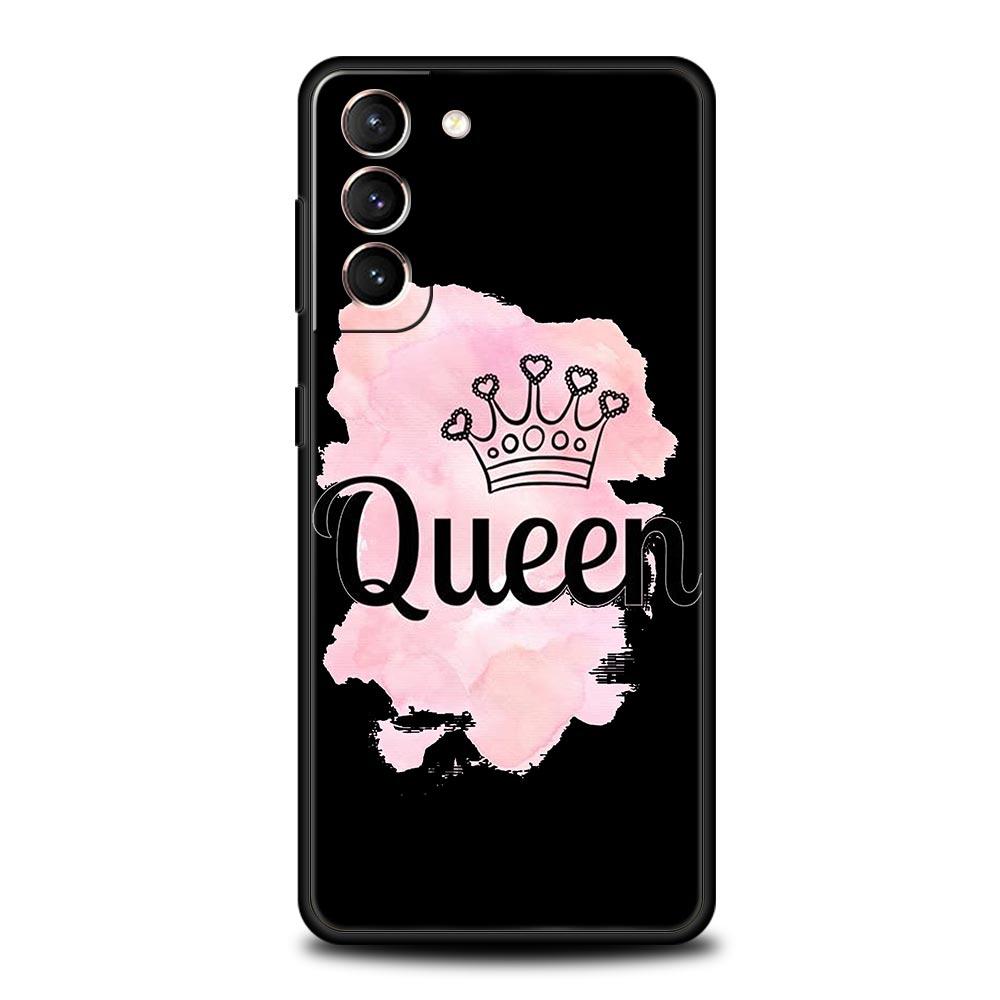 Phone Case For Samsung Galaxy S23 S22 Ultra S20 S21 FE 5G S10 S9 Plus S10E S8 Note 20 Silicone Cover King Queen Lovers Couple