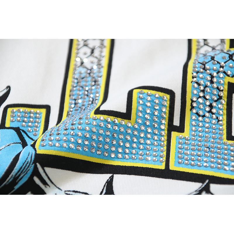 Camiseta Oversize de Verano para Hombre 2026, Estampado de Pantera Rugby Fútbol Hip Hop Street Manga Corta con Letra de Pedrería