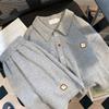 2 szt./zestaw Damski letni zestaw: top i szorty, zapięcie na guziki, wykładany kołnierzyk, krótkie rękawy, styl preppy, T-shirt, elastyczny pas, luźny, boczna kieszeń
