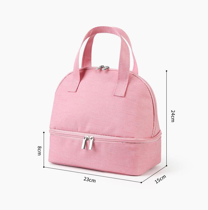 Portable Double-layer Lunch Bag Office Handbag Cooler Bento Box Picnic Cooler Bag Large Capacity Fresh-Keeping Lunch Boxes