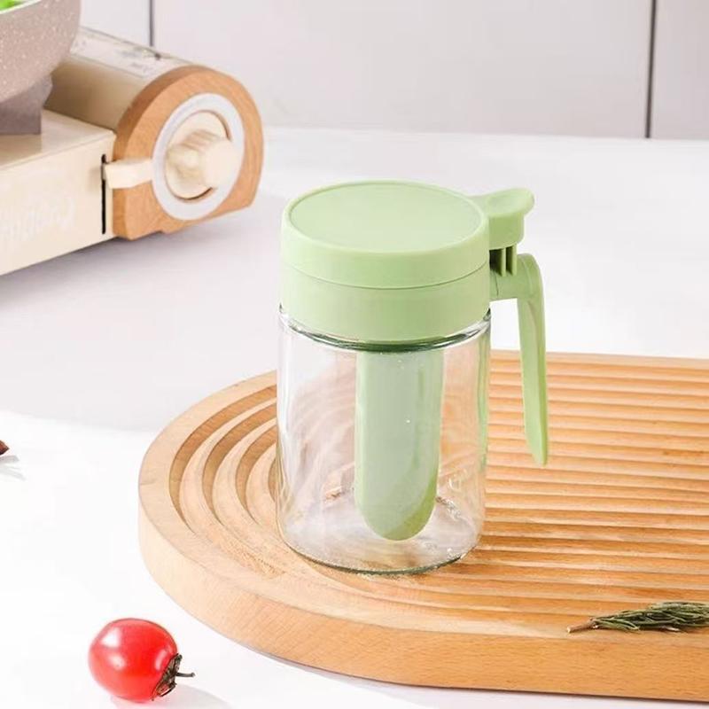Haushaltsküche Feuchtigkeitsgeschütztes Gewürzglas Salzbehälter 2 in 1 Glas Gewürzflasche Löffel Trennung Glas Gewürzdose
