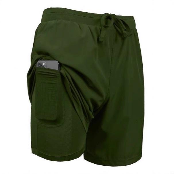 Men's Summer Sports Shorts Men's Double-layer Quick-drying Breathable Squat Jogging Men's Casual Pants Basketball Five-quarter Pants