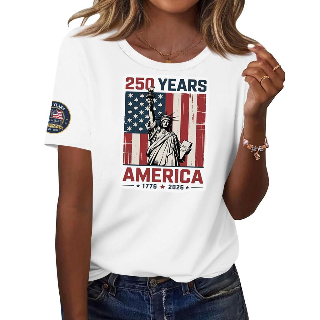 Moda feminina casual estampado manga curta gola redonda pulôver tops