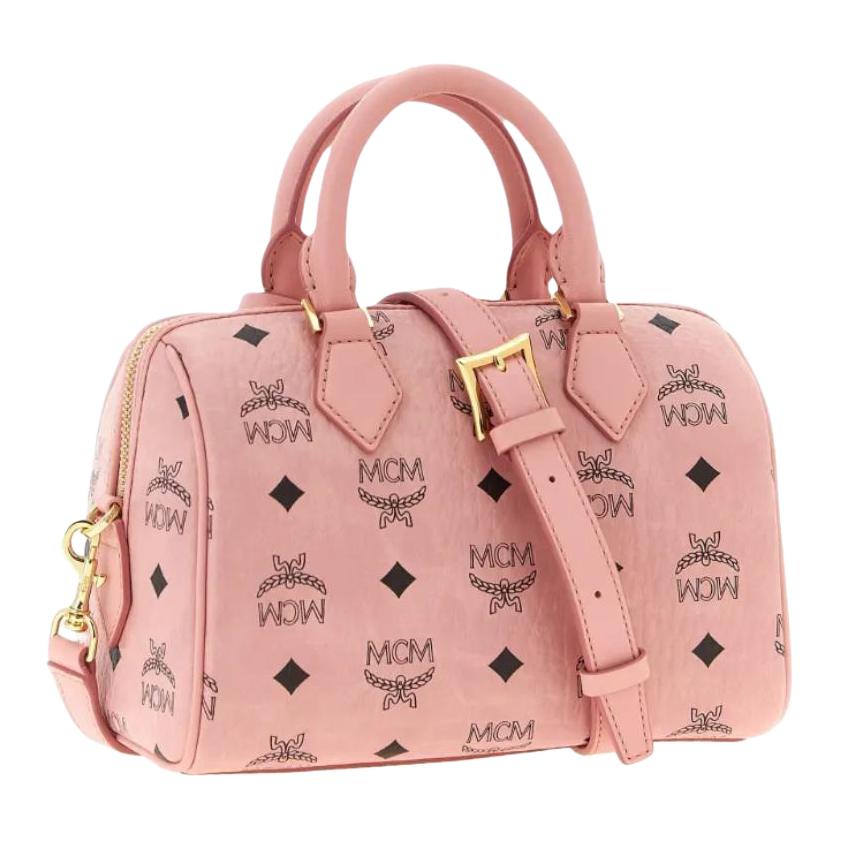 MCM Ella Letter Pattern Boston Bag Shoulder Bag Women Handbags Pink MWBFAEA03PZ001