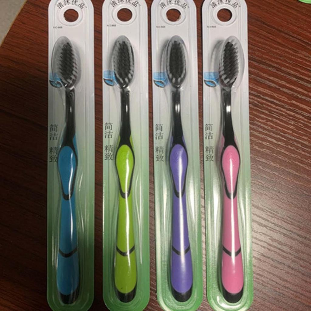Jowxsx 1Pc Random Color Travel Toothbrush - Soft Bristle Ergonomic Manual Charcoal Tooth Brush Stains Removal Toothbrush for Home, Travel, School
