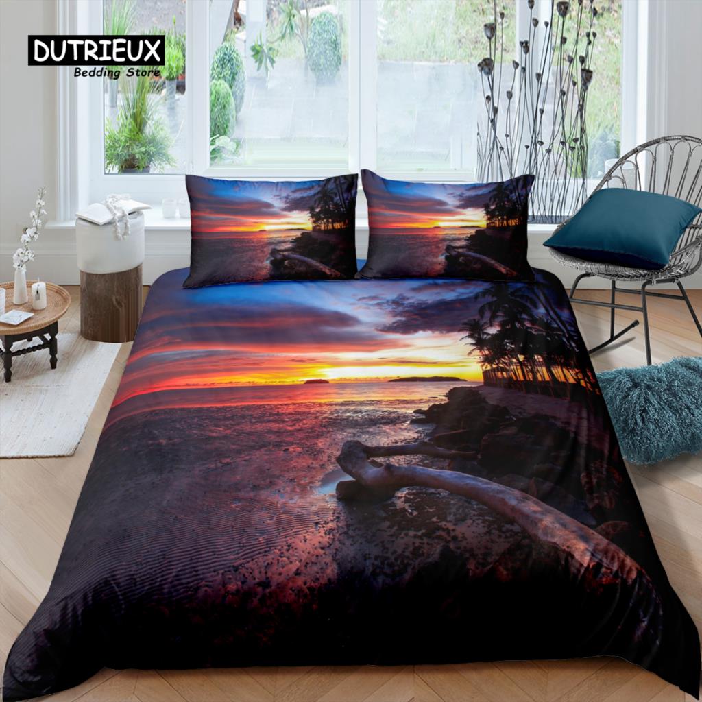 

Home Living Luxury 3D Dusk Beach Bedding Set Duvet Cover Pillowcase Kids Bedding Set Queen and King EU/US/AU/UK Size EU single(135x200cm)