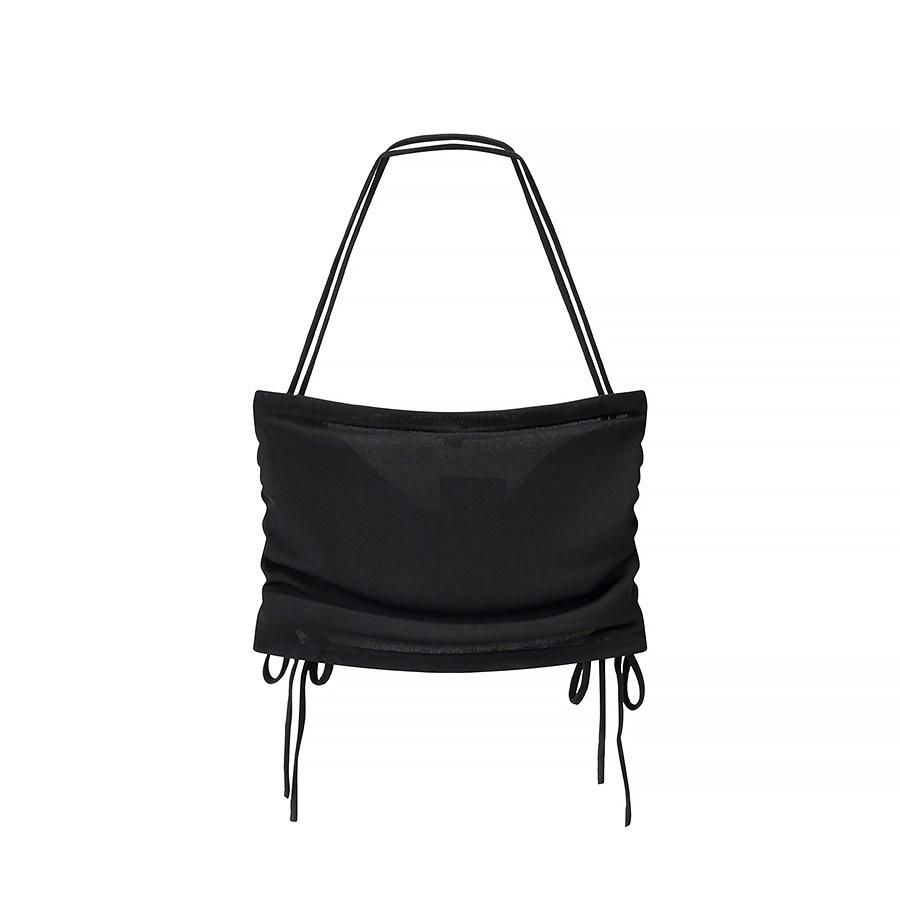 

Весна 2025 Женский Европейский и Американский Модный Облегающий Вязаный Топ-Бандо Medium чёрный