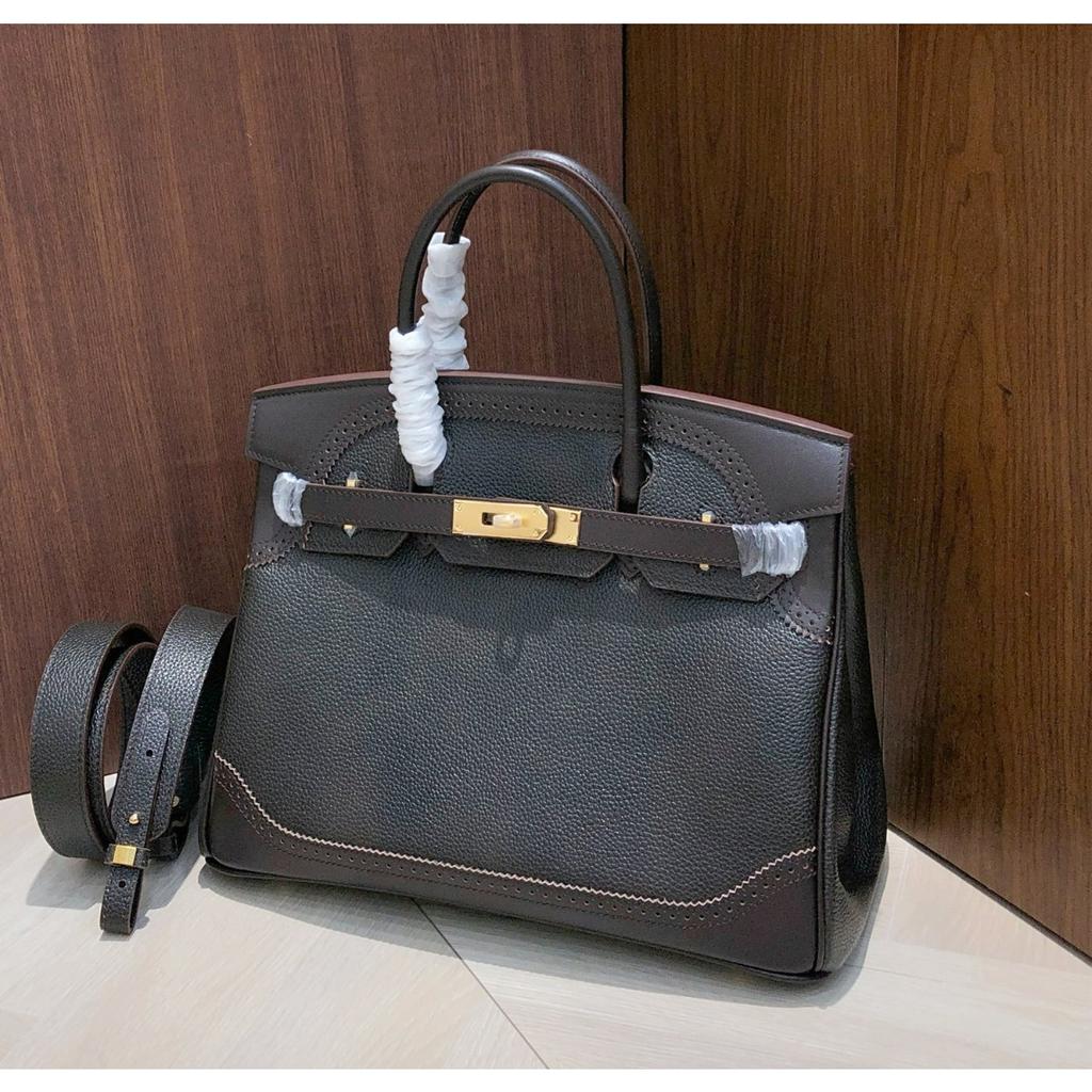 Haute Couture Version European and American Retro Handmade Fubao Leather Splicing Lace Platinum Bag Leather Handbag Shoulder Messenger Bag Women